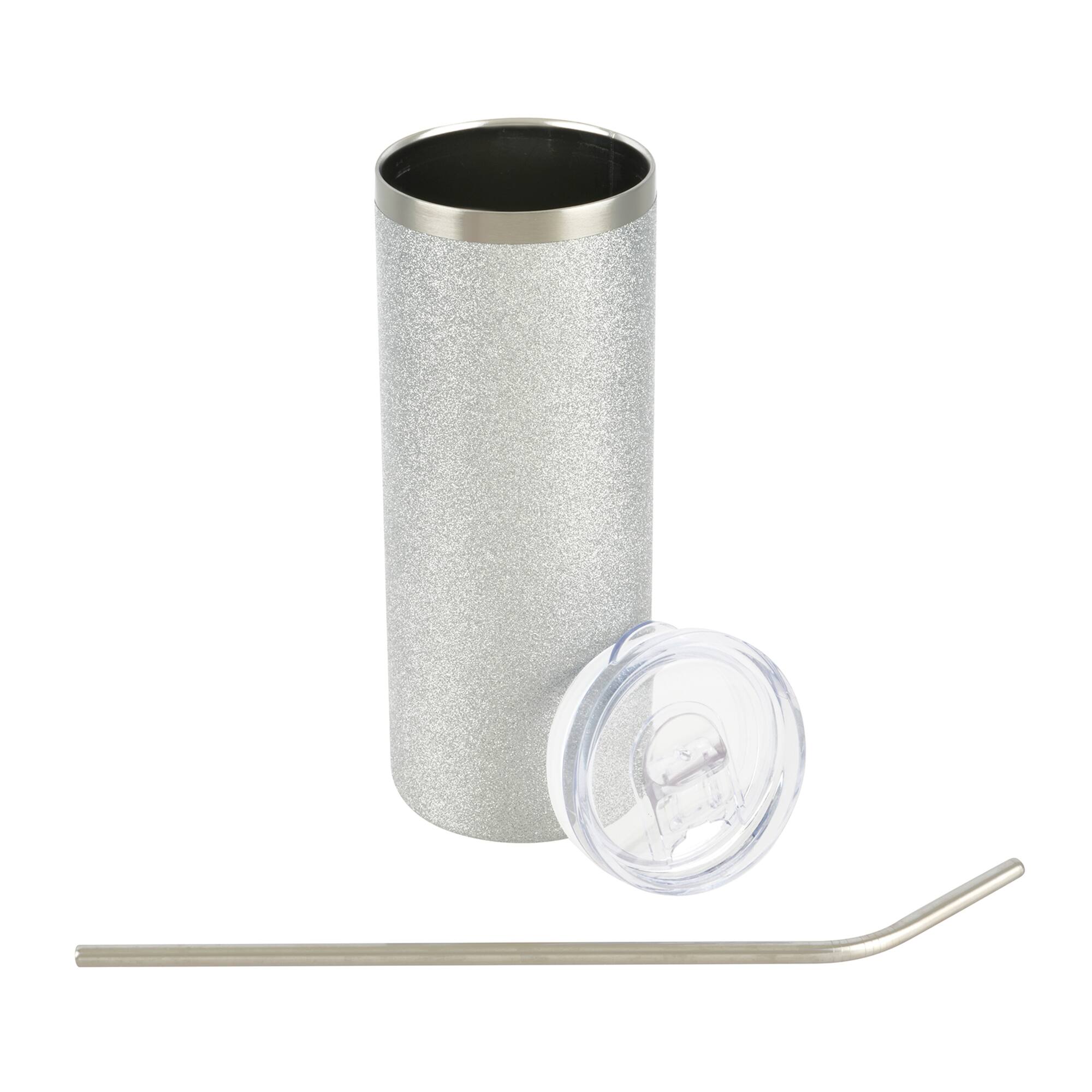 20oz. Silver Glitter Stainless Steel Sublimation Tumbler by Make Market®